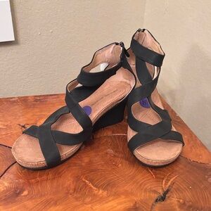 Women's Black Wedge Sandals